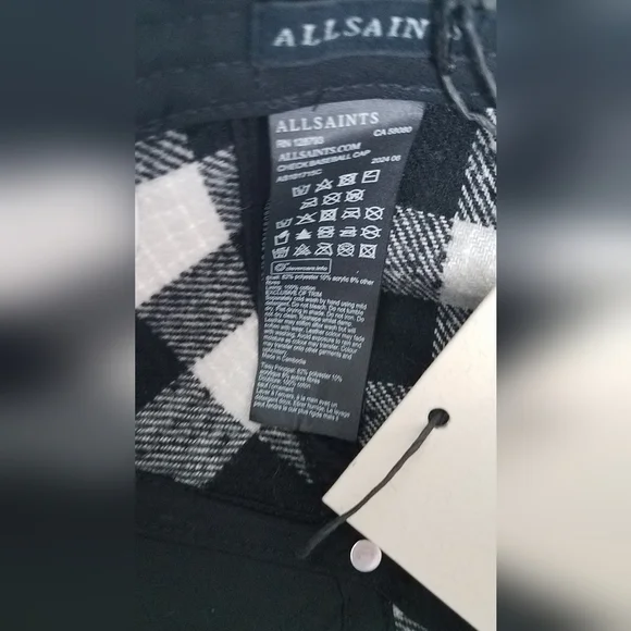 All Saints Flannel Check Baseball Cap - Picture 5 of 11